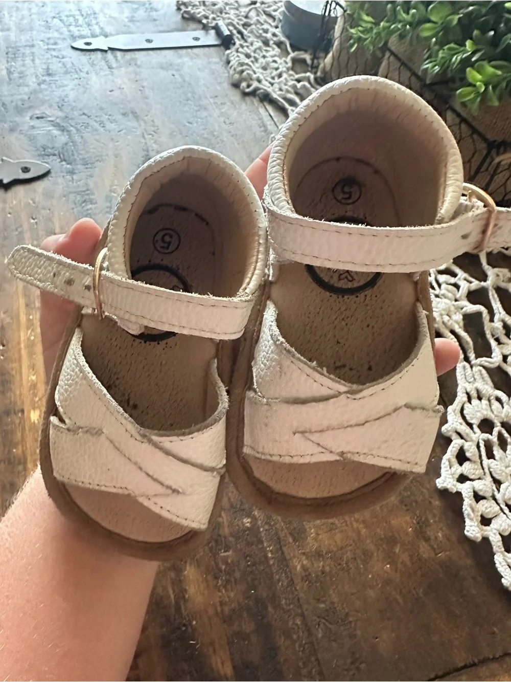 **$1 ADD ON**  Baby/Toddler White Leather Sandals - Adjustable Strap